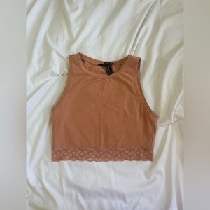 Forever 21 High Neck Peach Lace Tank
